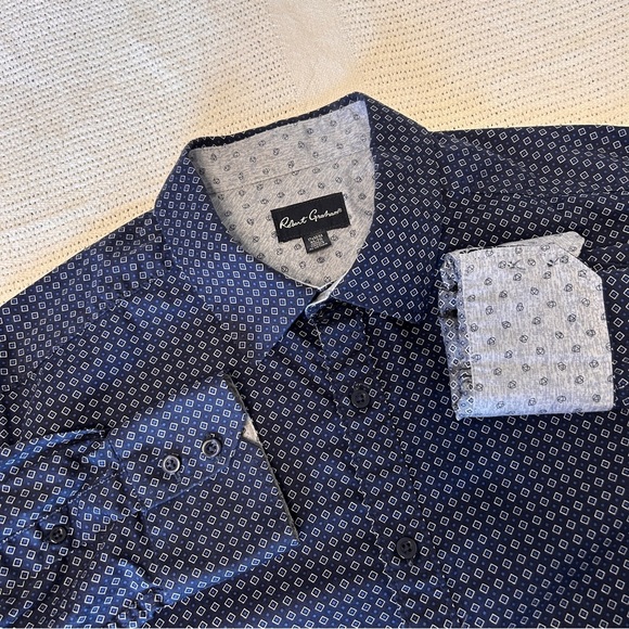 Robert Graham Other - Robert Graham Men’s Large Navy Diamond Patterned Shirt Long sleeve Button up